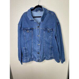 Terra & Sky‎ Womens Jean Jacket 4X denim button up collared cotton plus size